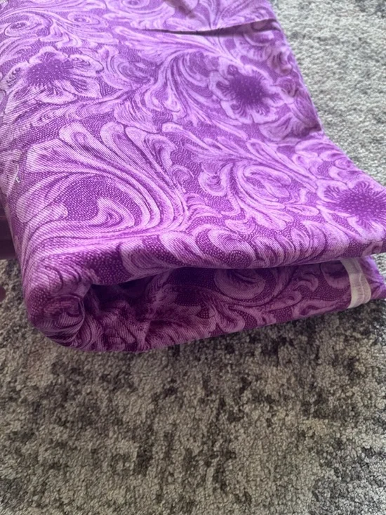 Purple Denim Floral Jacquard Fabric - Picture 3 of 6